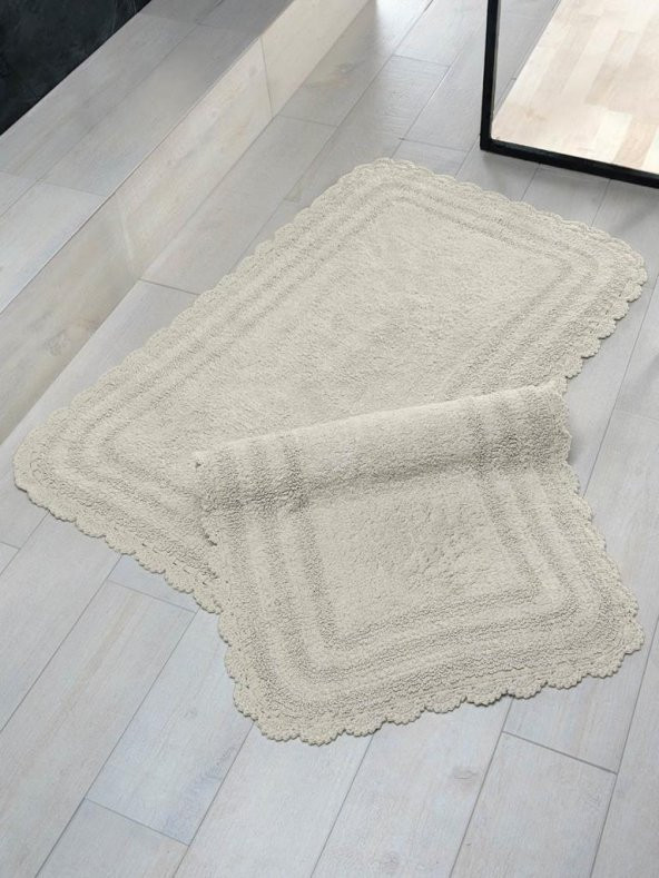 Karna Home Alya Kenarı El Örmeli Banyo Paspas Seti 50x70-60x100 cm