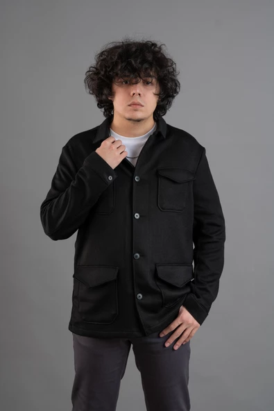 SİR CEPLİ REGULAR FİT KIŞLIK ASTARSIZ ERKEK TRİKO CEKET - 2