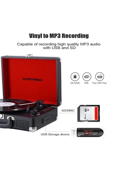 MT316UB Retro Pikap - Şarj / Bluetooth / USB Giriş - 33, 45, 78 Devir - 4