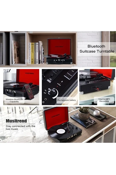 MT316UB Retro Pikap - Şarj / Bluetooth / USB Giriş - 33, 45, 78 Devir - 6