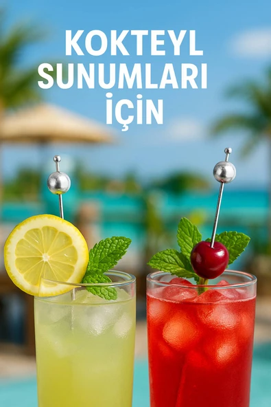 50’li Gümüş Top Başlıklı 12 cm Bambu Kürdan Seti – Kokteyl, Tatlı ve Davet Sunumları İçin Şık Seçim - 5