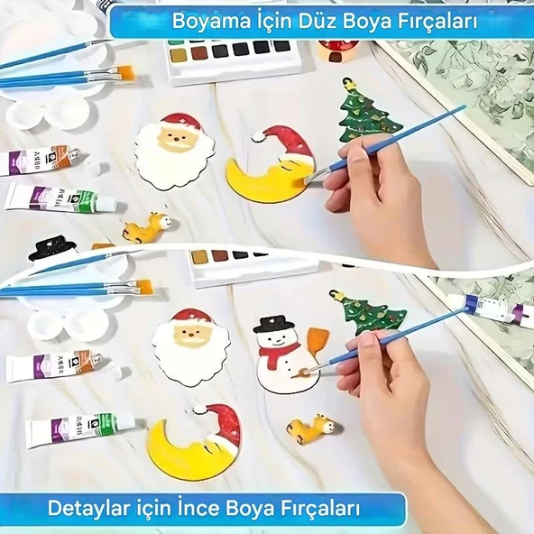 Düz ve Yuvarlak Fırça Seti, Akrilik, Sulu Boya, Yağlı Boya, DIY Çizim, Seramik, Resim Fırça-10 Adet - Resim 4