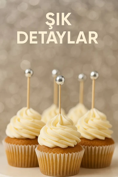 50’li Gümüş Top Başlıklı 12 cm Bambu Kürdan Seti – Kokteyl, Tatlı ve Davet Sunumları İçin Şık Seçim - 4