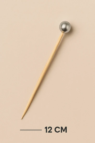 50’li Gümüş Top Başlıklı 12 cm Bambu Kürdan Seti – Kokteyl, Tatlı ve Davet Sunumları İçin Şık Seçim - 8