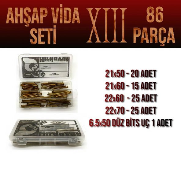 Ahşap Vida Seti XIII - 86 Parça Vida Pul Ve Bits Uç