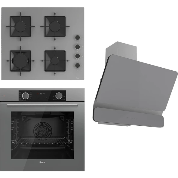 Ferre Flameart Sc Serisi Gri Set (SC408-WFA + XE64CPR +D065 ) - 65 Cm'lik Kare Döküm Izgara-Wok ürün görseli 1