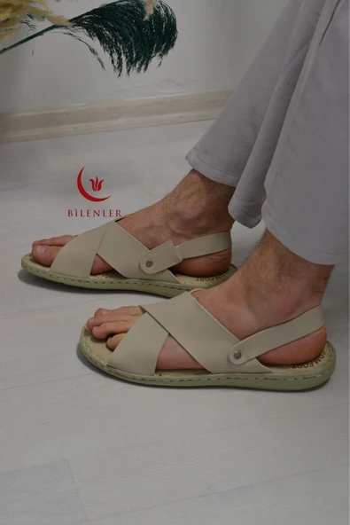Erkek Çapraz Model Yumuşak Taban Sandalet&Terlik Hac, Umre ve Günlük Kullanıma Uygun - Resim 5