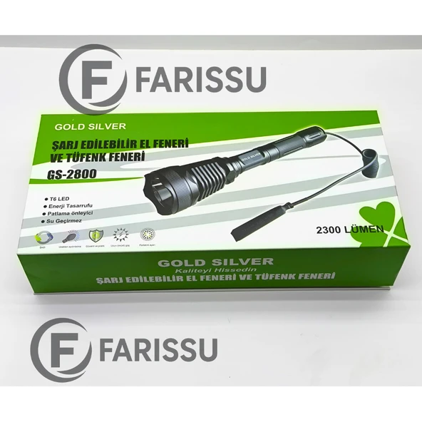 GOLD SILVER GS-2800 Profesyonel Şarj Edilebilir El Feneri ve Tüfek Feneri - 5