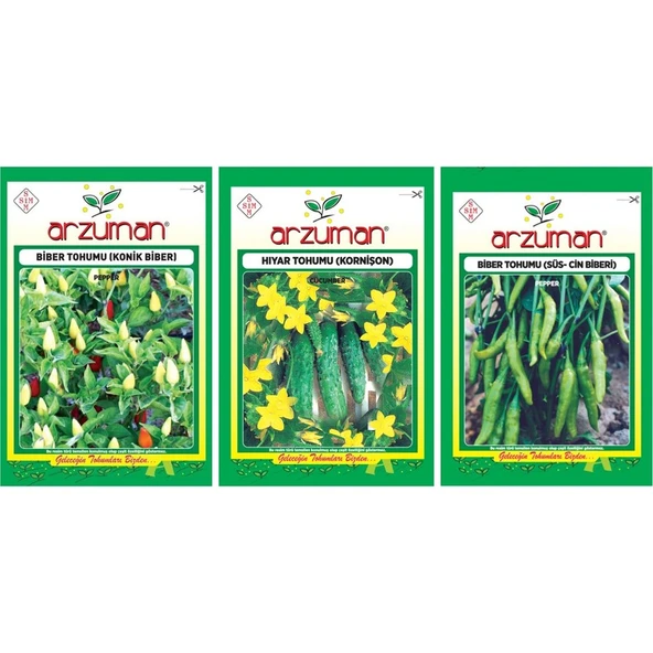 Arzuman Turşu Set Konik Biber+ Hıyar (Kornişon) +Cin Biber Tohum ürün görseli