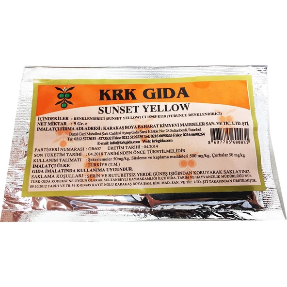 KRK Turuncu Gıda Boyası 9 gr ürün görseli