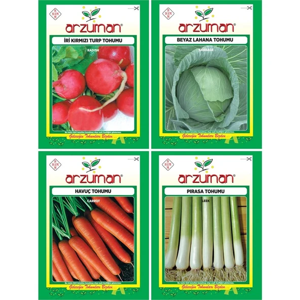 Arzuman Kırmızı Turp + Beyaz Lahana + Havuç + Pırasa Tohum ürün görseli