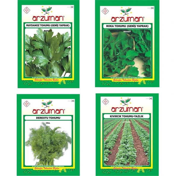 Arzuman Geniş Yaprak Maydanoz/geniş Yaprak Roka Dereotu Yazlık Kıvırcık Tohumu ürün görseli