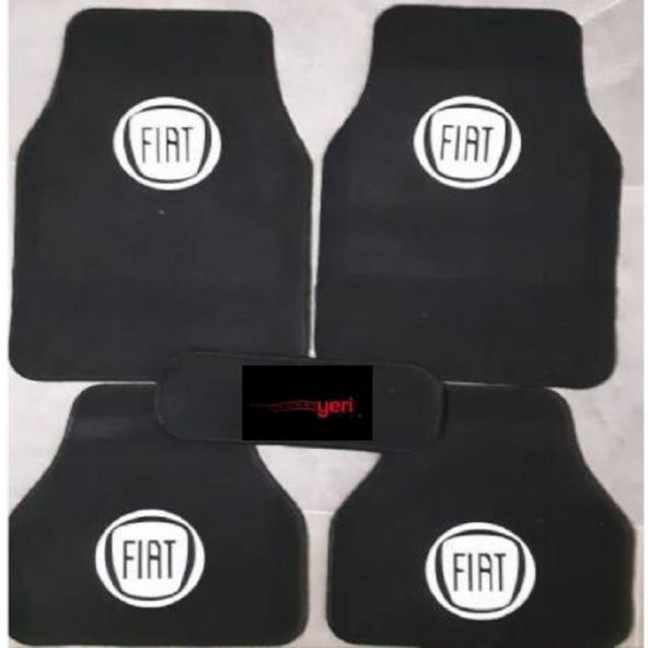 FIAT Logolu Siyah Halı Paspas 5 Parça Üniversal Model Kalın Malzeme