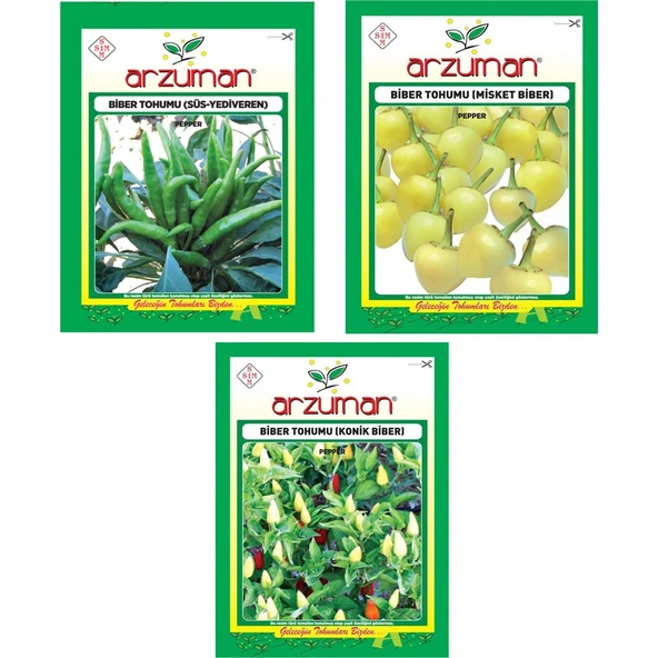 Arzuman Süs-Yediveren Biber Misket Biberi Konik Biber Tohumu ürün görseli