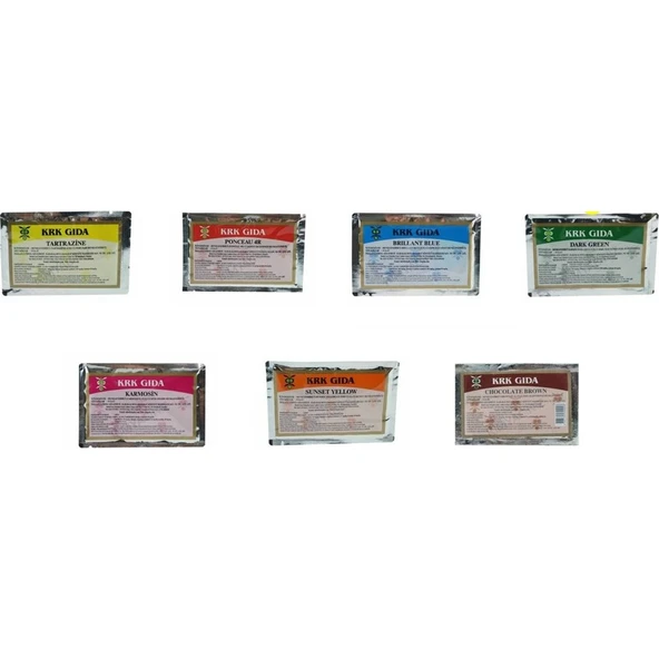 Krk Gıda Boyası Sarı, Kırmızı, Yeşil, Mavi, Turuncu, Pembe, Kahverengi ürün görseli