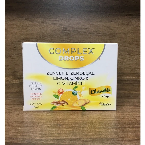 Hekimhan Complex Drops Zencefil, Zerdeçal, Limon, Çinko & C Vitaminli Ekstraktlı Pastil 24 Drops - 1