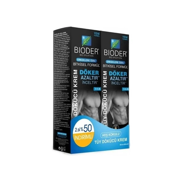 Bioder Tüy Dökücü Krem 2x100 ml - Erkekler için Derinlemesine Nemlendirici ve Tüy Azaltıcı Özellikli