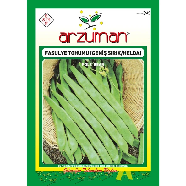 Arzuman Geniş (Helda Tipi) Sırık Fasülye Tohumu 50 Gram ürün görseli