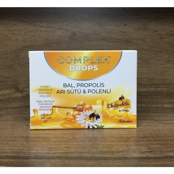 Hekimhan Complex Drops Bal, Propolis, Arı Sütü & Polenli Ekstraktlı Bitkisel Pastil 24 Drops