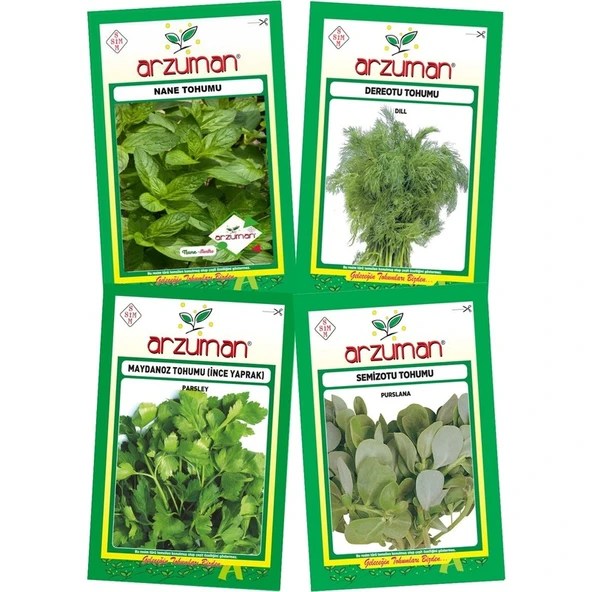Arzuman 4'lü Yeşillik Paketi (Nane-Dereotu-Maydanoz-Semizotu) ürün görseli