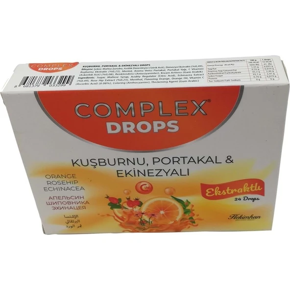 Hekimhan Kuşburnu Portakal Ekinezyalı Pastil Complex Drops 24LÜ ürün görseli