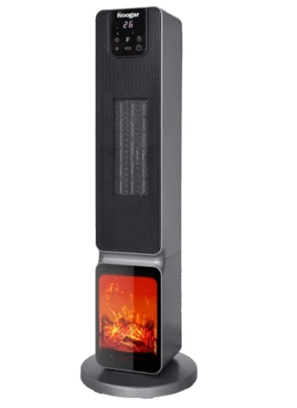 Hoogar German 2701 L GREY OLED Şömineli Ekran Dijital Göstergeli Kule Tipi Seramik Fanlı Isıtıcı - 3