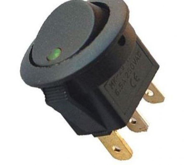 IC-132A Yeşil Yuvarlak Nokta Işıklı Anahtar On/Off Switch 3P