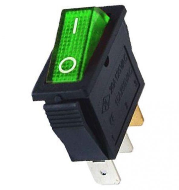 IC-113 Yeşil Dar Işıklı Anahtar On/Off Switch 3P