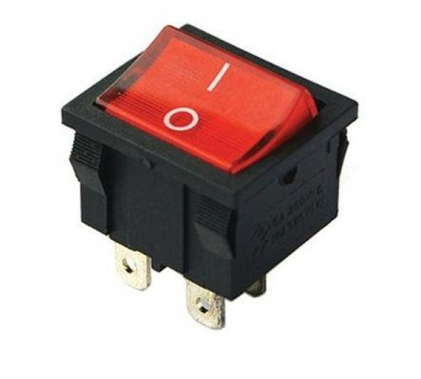IC-126 Kırmızı Orta Boy Işıklı Anahtar On/Off Switch 4P