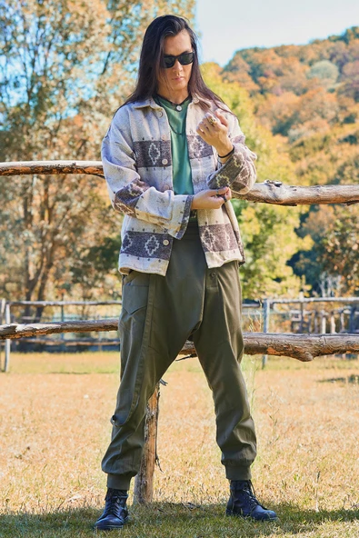 Kruvaze Elastik Paça Düğmeli Şalvar Pantolon - 4