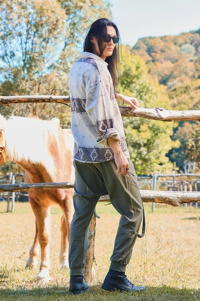 Kruvaze Elastik Paça Düğmeli Şalvar Pantolon - 6