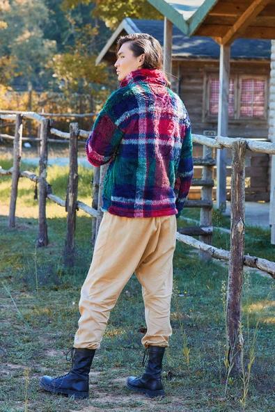 Kruvaze Elastik Paça Düğmeli Şalvar Pantolon - 5