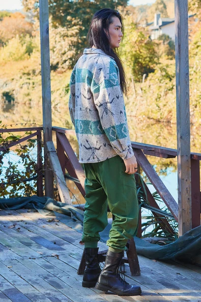 Kruvaze Elastik Paça Düğmeli Şalvar Pantolon - 6