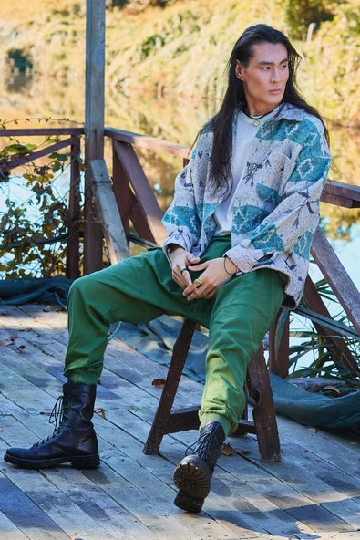 Kruvaze Elastik Paça Düğmeli Şalvar Pantolon - 4