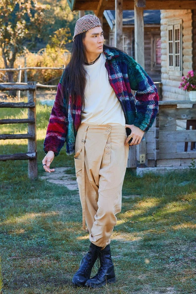 Kruvaze Elastik Paça Düğmeli Şalvar Pantolon - 2