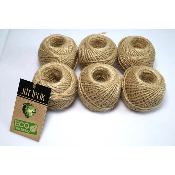 Jütburada Bej Jüt İplik 100 Metre 6 Adet Hasır İp Kırnap İp Doğal İp Çuval İp
