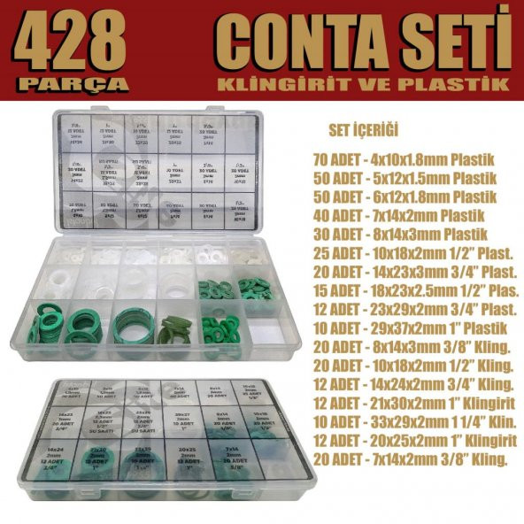 428 Parça Plastik ve Klingirit Conta Seti Yeşil Beyaz
