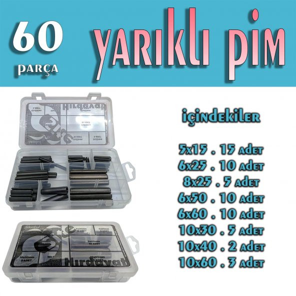 60 Parça Yarıklı Pim Seti