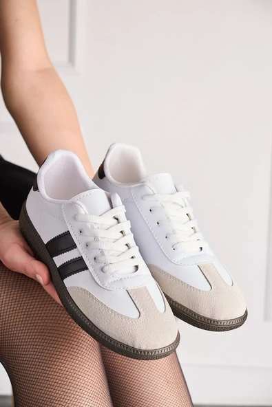 Kadın Bağcıklı Hafif Kaymaz Tabanlı Yumuşak Süet Detaylı Günlük Ayakkabı 341 - 6