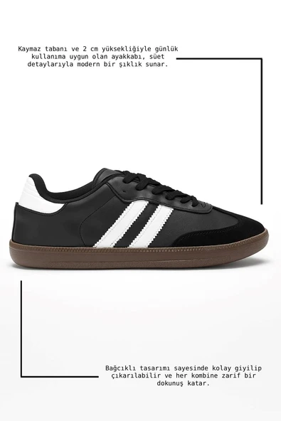 Kadın Bağcıklı Hafif Kaymaz Tabanlı Yumuşak Süet Detaylı Günlük Ayakkabı 341 - 7