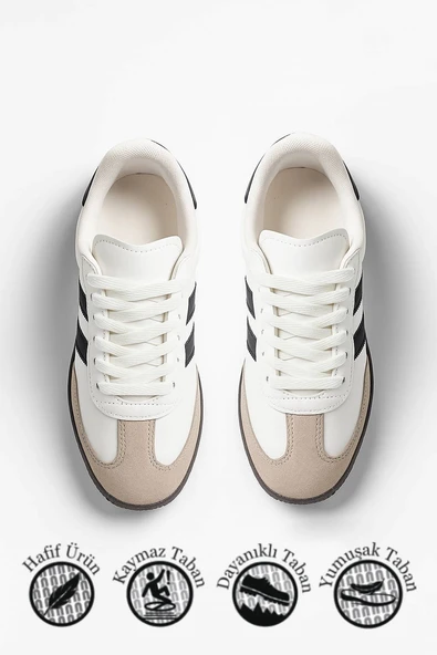 Kadın Bağcıklı Hafif Kaymaz Tabanlı Yumuşak Süet Detaylı Günlük Ayakkabı 341 - 11