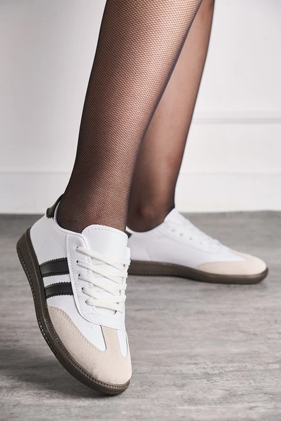 Kadın Bağcıklı Hafif Kaymaz Tabanlı Yumuşak Süet Detaylı Günlük Ayakkabı 341 - 5