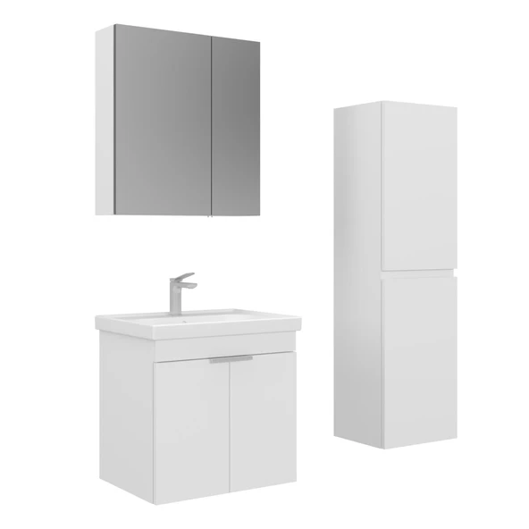 Orka Desna 60 cm Mat Beyaz Banyo Dolabı Takımı ve Boy Dolabı ürün görseli