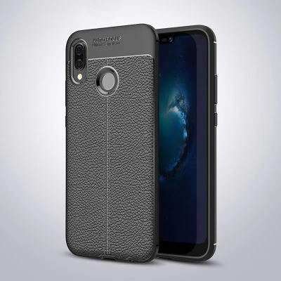 Huawei P20 Lite Kılıf Deri Silikon Yüzeyli Yüksek Kaliteli Sİlikondan Üretilmiş Premium Silikon Kapak RYC/Niss - 1