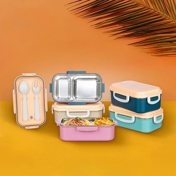 BUFFER® 2 Bölmeli 150-300 Ml Paslanmaz Çelik Yemek Kabı Beslenme Kabı Yiyecek Saklama Kabı ürün görseli 1