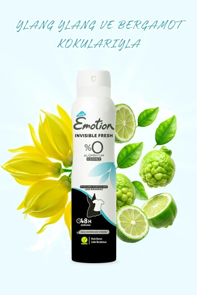 2 Adet Emotion Invisible Fresh Black & White Kadın Deodorant 150ml Vegan, Leke Bırakmaz - Resim 2