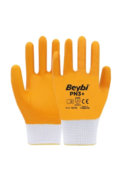 Pn3+ Sarı Iş Eldiveni Polyester Örme Nitril Beybi No:10 Royaleks Group - 6 Çift - Resim 2