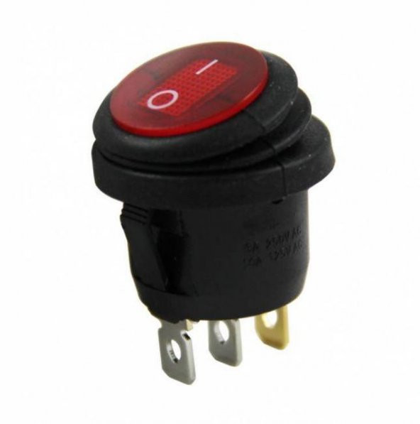IC-131W Kırmızı Yuvarlak Körüklü Anahtar On/Off Switch 3P