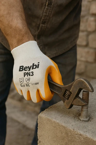 Pn3 Sarı Iş Eldiveni Polyester No:10 Örme Nitril Beybi Royaleks Group - 1 Çift - Resim 3