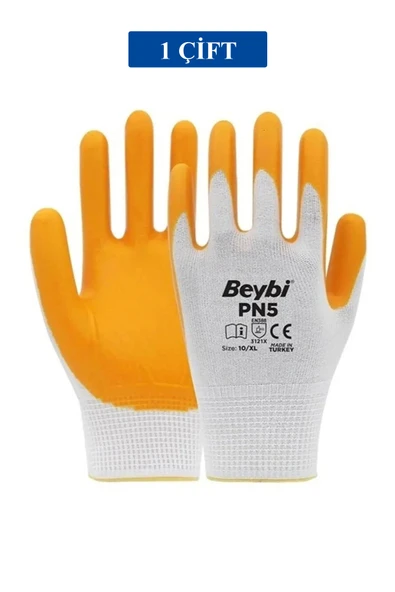 Pn5 Sarı Iş Eldiveni Polyester No:10 Örme Nitril Beybi Royaleks Group - 1 Çift ürün görseli